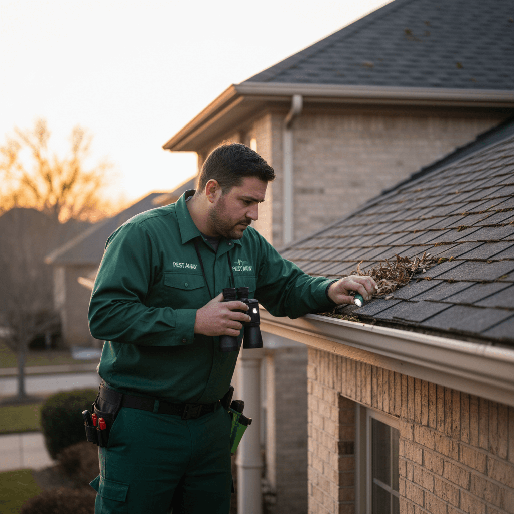 Techniker bei der Arbeit als Kammerjäger Wespen vor Ort